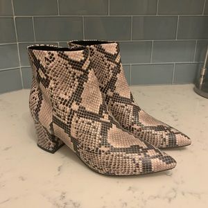 Marc Fisher leather snake print boots
